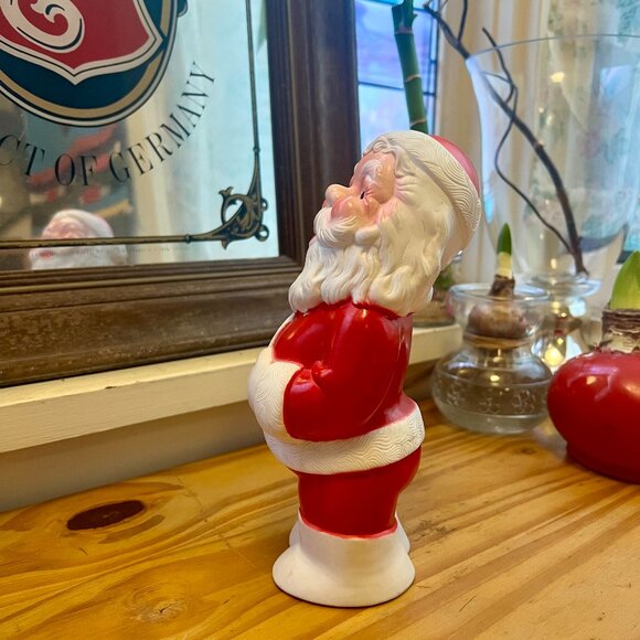 Vintage 70s Laughing Santa Squeeze Toy - 8" MCM Kitschmas Decor - Picture 4 of 10